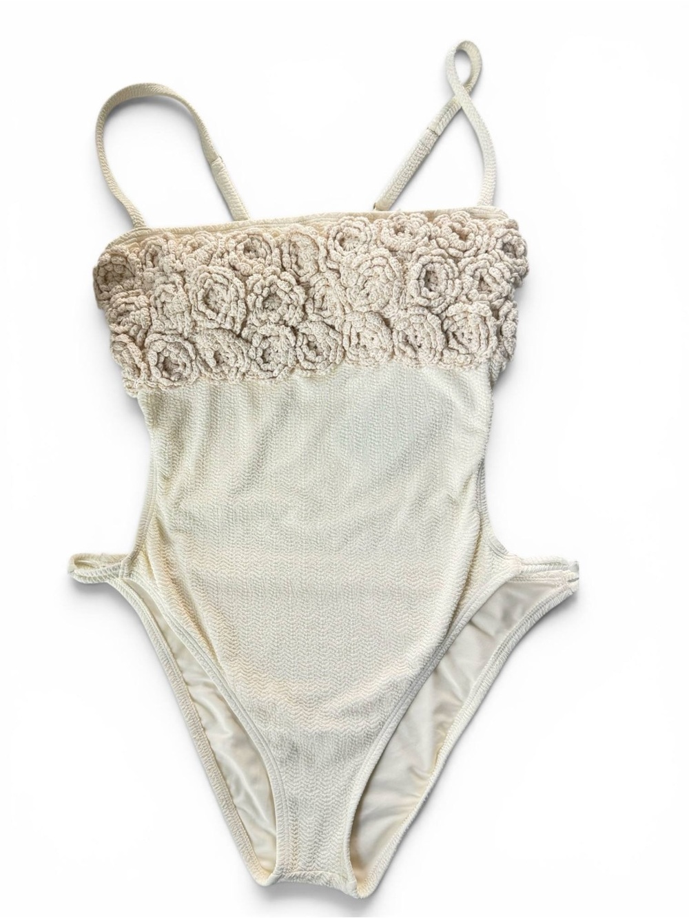 Antonio Melani Women's Crochet Cutout One Piece Swimsuit Ivory Size L NWT - Picture 6 of 12
